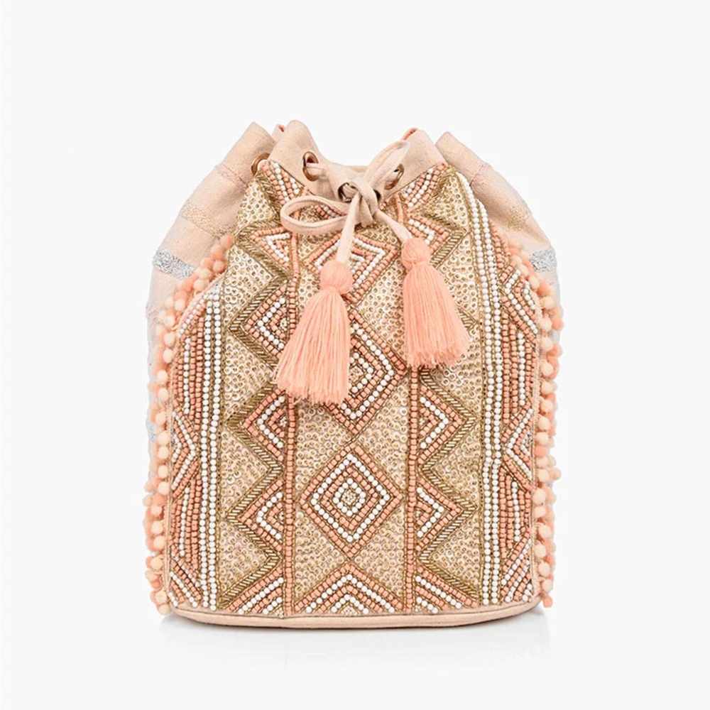 America & Beyong Rose Gold embellished drawstring backpack